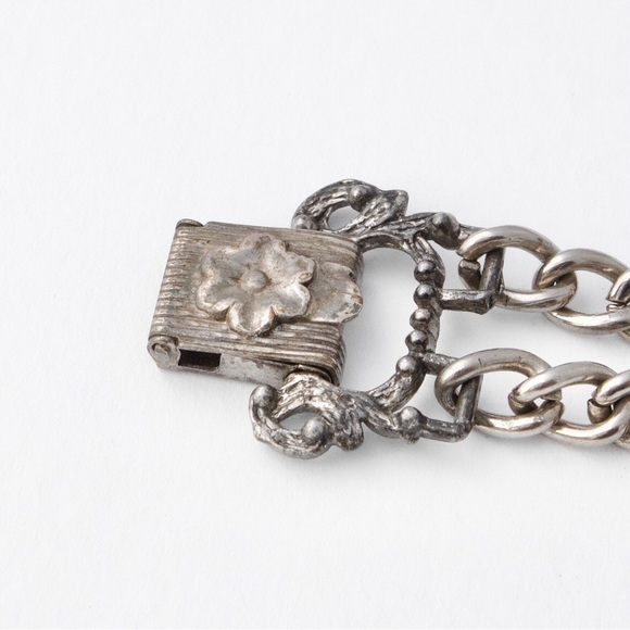 Vintage Silver Tone Panel Link Bracelet Ornate Openwork - Picture 5 of 5
